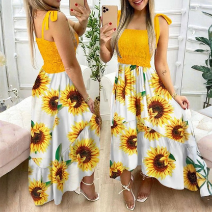 Floral Wrap Spaghetti Strap Maxi Dress
