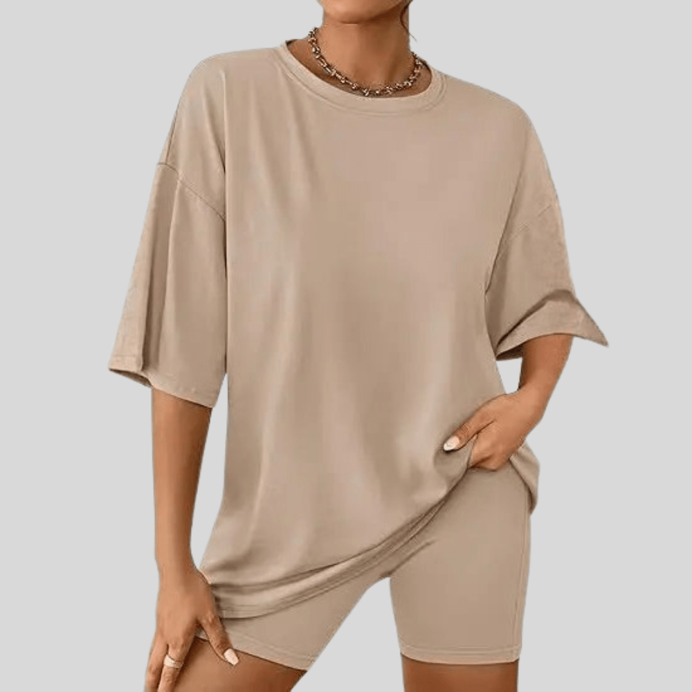 Solid Color T Shirt And Shorts Set