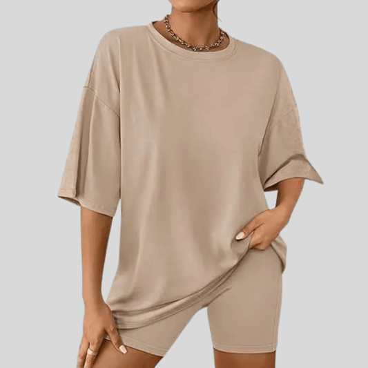 Solid Color T Shirt And Shorts Set