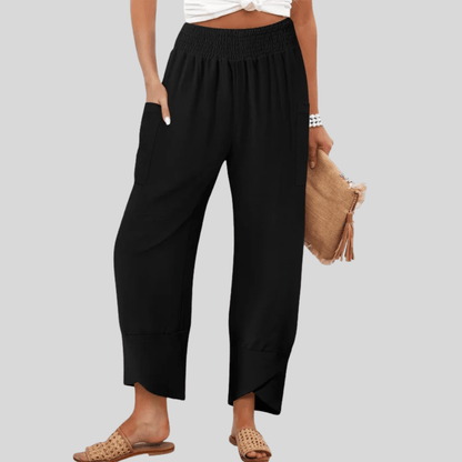 Cozy Elastic Waist Wide Leg Pants