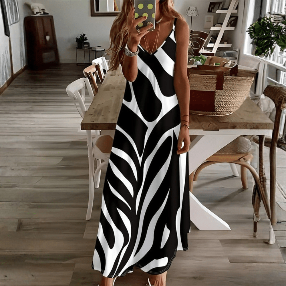 Sunny Zebra Spaghetti Strap Dress