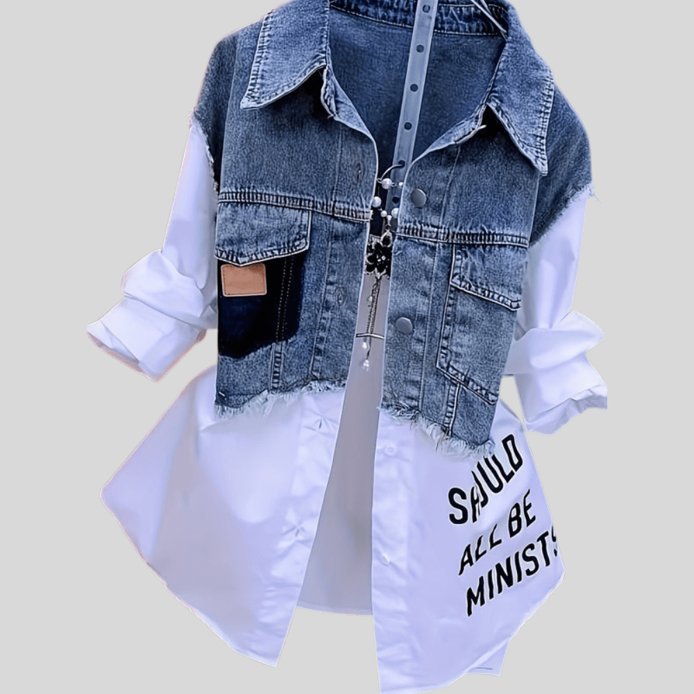Chic Denim Patchwork Shirt