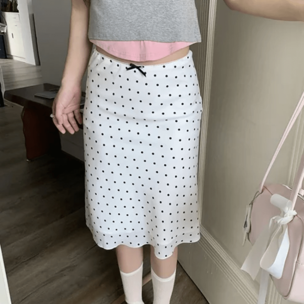 Chic Polka Dot Midi Skirt