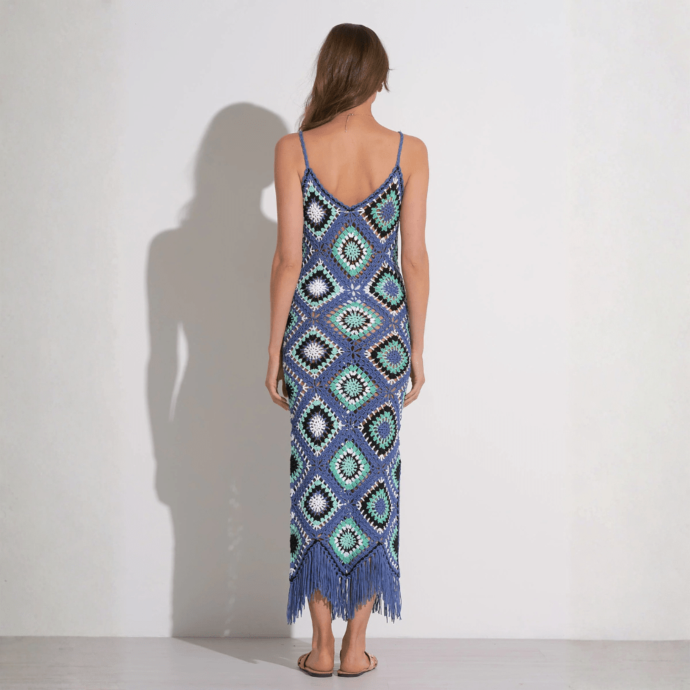 Handwoven Knit Maxi Dress Fringe