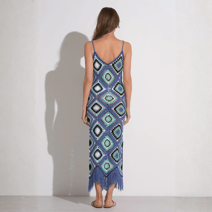 Handwoven Knit Maxi Dress Fringe