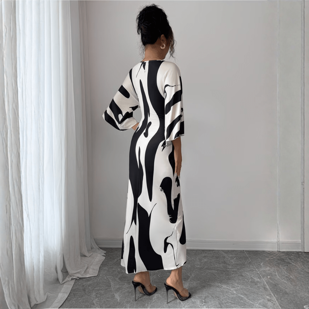 Sculpted Print Twist Midi Dress