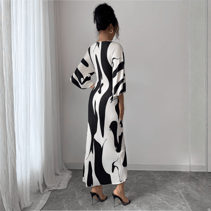 Sculpted Print Twist Midi Dress