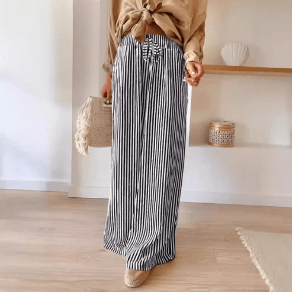 Airy Striped Wide Leg Pants
