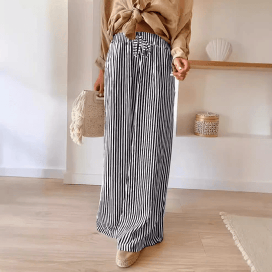 Airy Striped Wide Leg Pants