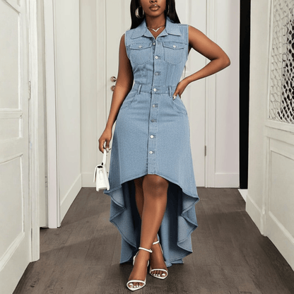 Bold Denim Maxi Dress