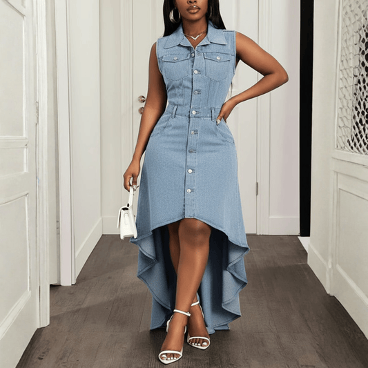 Bold Denim Maxi Dress