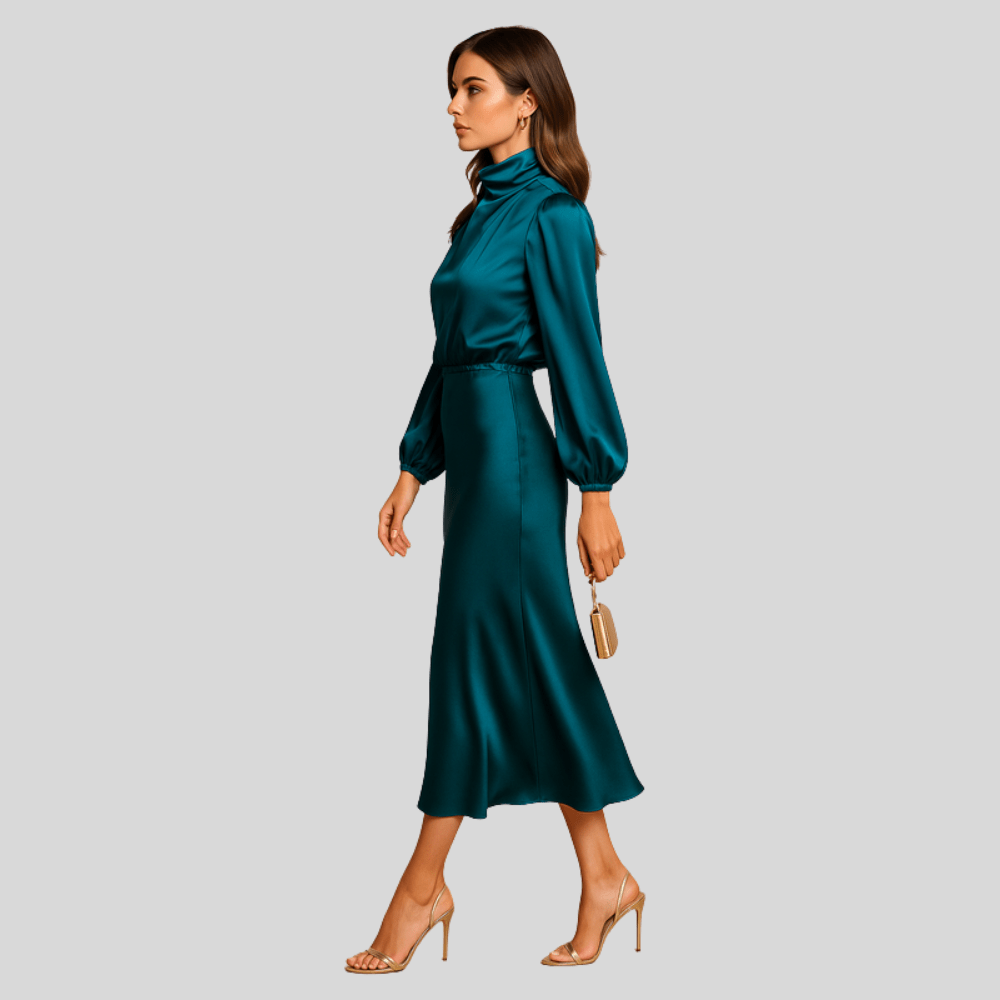 Chic High Waist Midi Dress