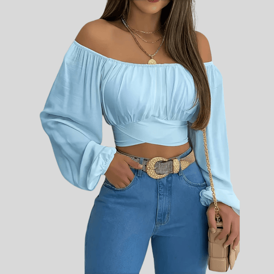 Icy Blue Off Shoulder Top