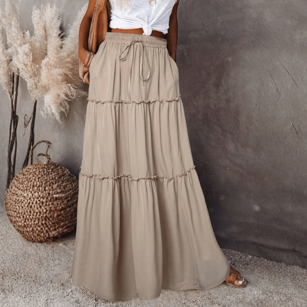 Flowy Layered Ruffle Maxi Skirt