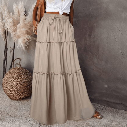 Flowy Layered Ruffle Maxi Skirt