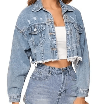 Distressed Denim Jacket Cropped