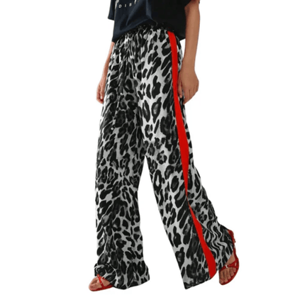 Bold Leopard Pants Side Stripe