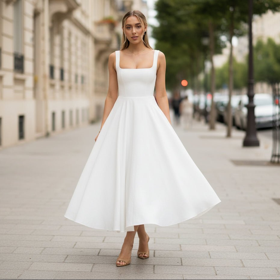 Midi-Kleid mit eckigem Ausschnitt