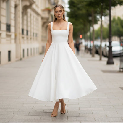 Midi-Kleid mit eckigem Ausschnitt