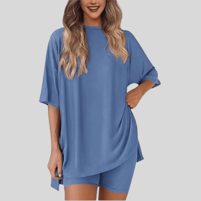 Loose Short Sleeve Top And Shorts Set