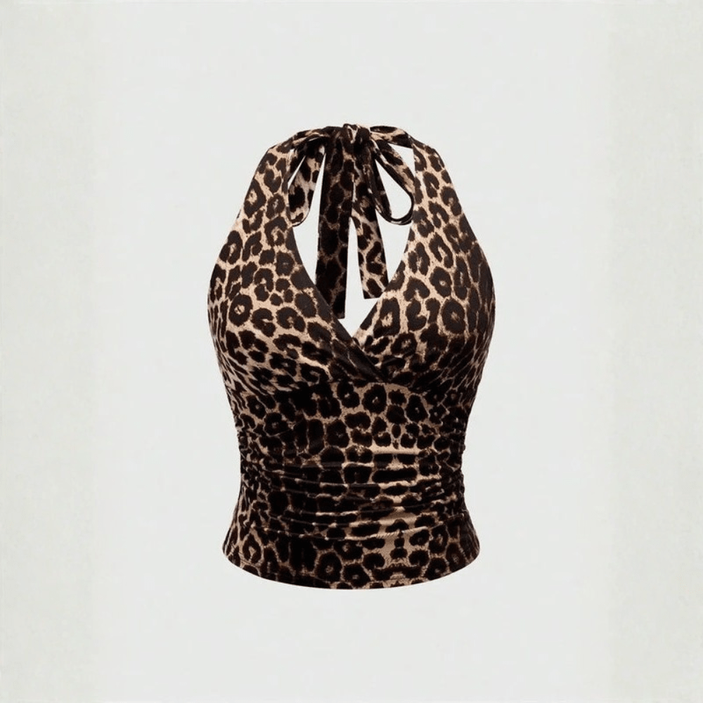 Bold Leopard Halter Crop Top