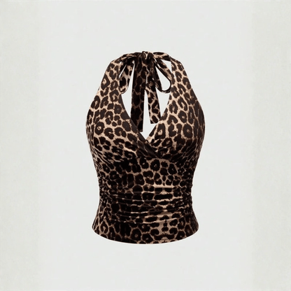 Bold Leopard Halter Crop Top