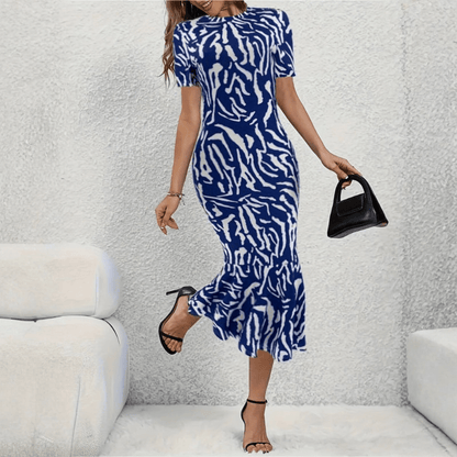 Vibrant Zebra Print Flared Dress