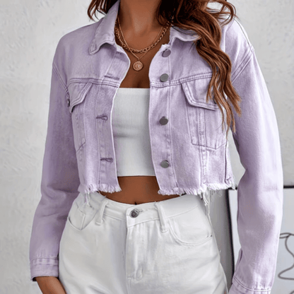 Frayed Purple Denim Jacket