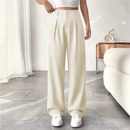 High Waisted Draped Wide Leg Pants