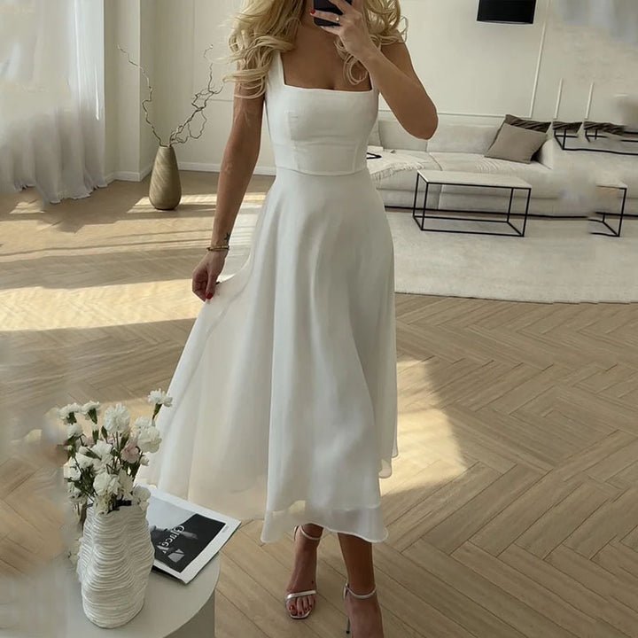 Flowy Square Neck Midi Dress