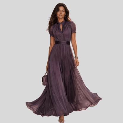 Elegant Pleated Maxi Evening Dress