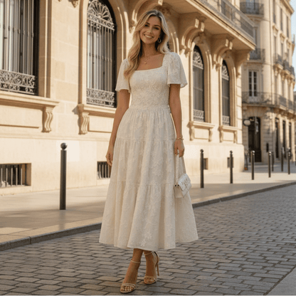 Softly Framed Floral Midi Dress