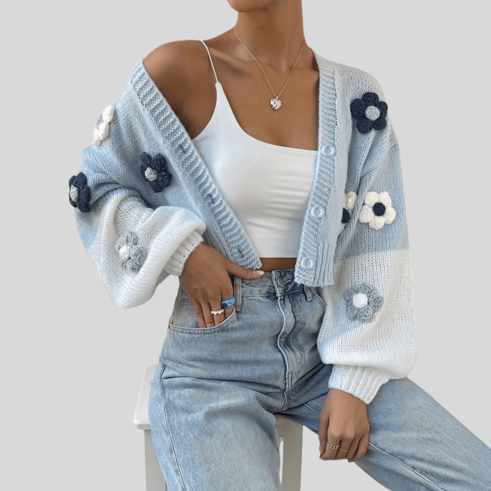 Icy Blue Floral Duster Cardigan