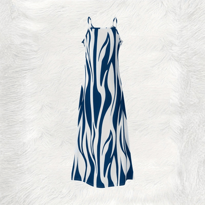 Blue White Zebra Print Vacation Dress