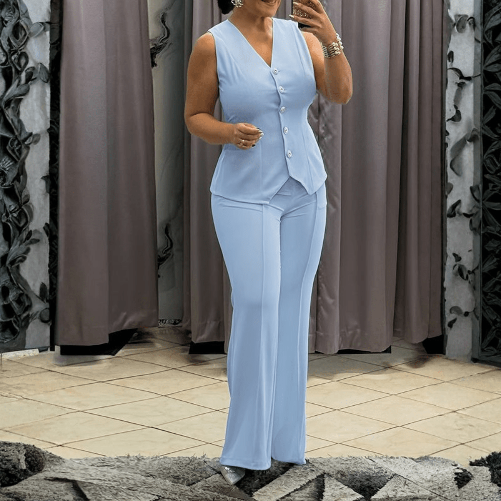 Icy Sleeveless V Neck Set