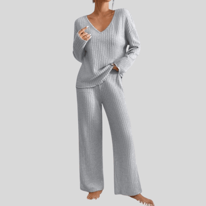 Long Sleeve Top And Wide Leg Pants Set