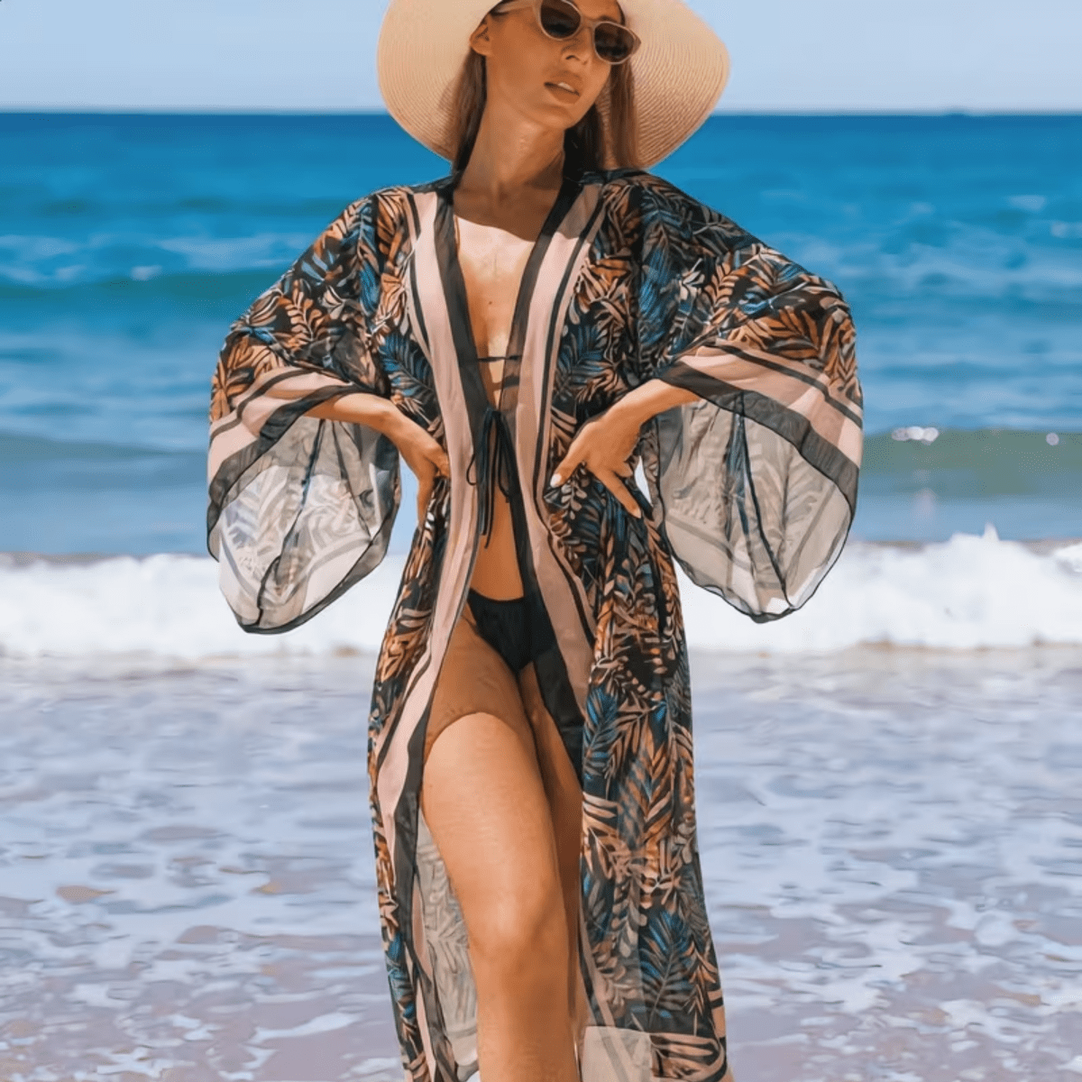 Sheer Tropical Beach Cover Up