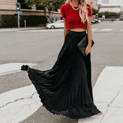 Vivid Multicolor Pleated Maxi Skirt