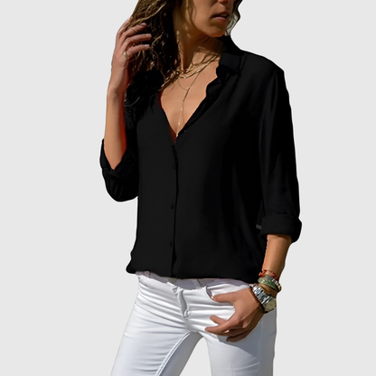 Flowing V-Neck Elegant Style Blouse
