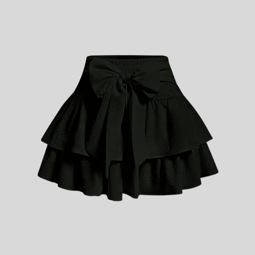 Playful Tiered Mini Skirt Bow