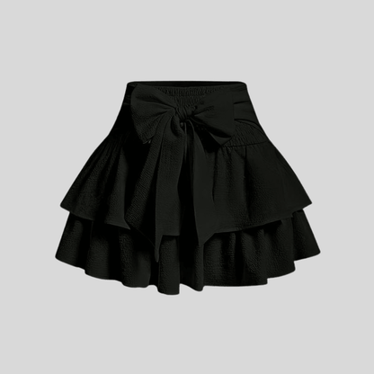 Playful Tiered Mini Skirt Bow