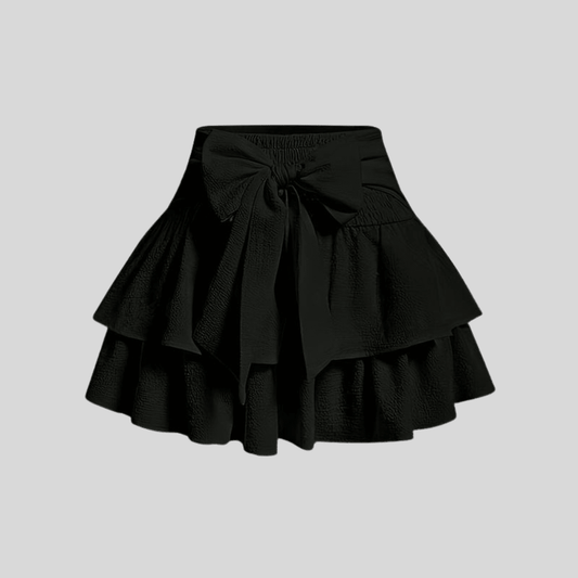 Playful Tiered Mini Skirt Bow