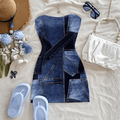 Boho Denim Mini Dress