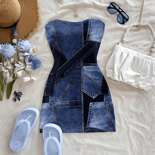 Boho Denim Mini Dress