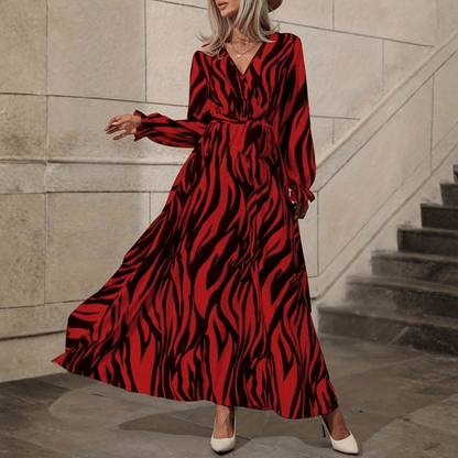 Fließendes Maxikleid mit Zebramuster