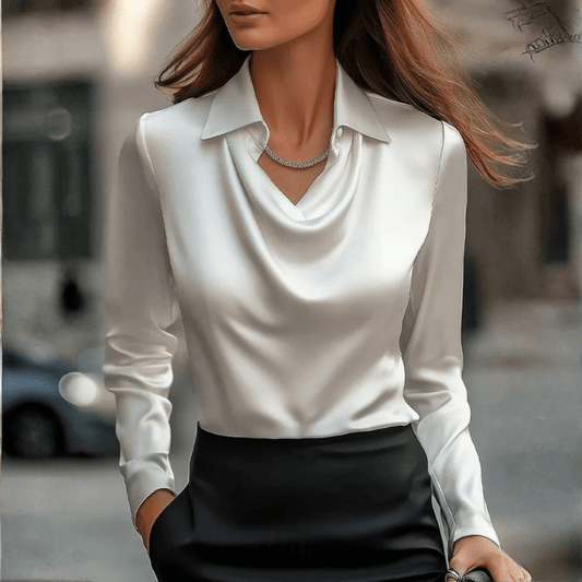 Chic Draped Blouse Elegant Neckline