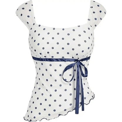 Polka Dot Square Neck Slim Fit Top