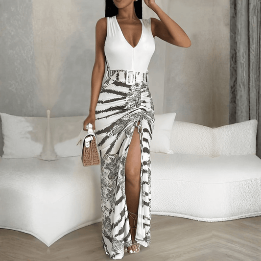 Bold Zebra Print Midi Dress