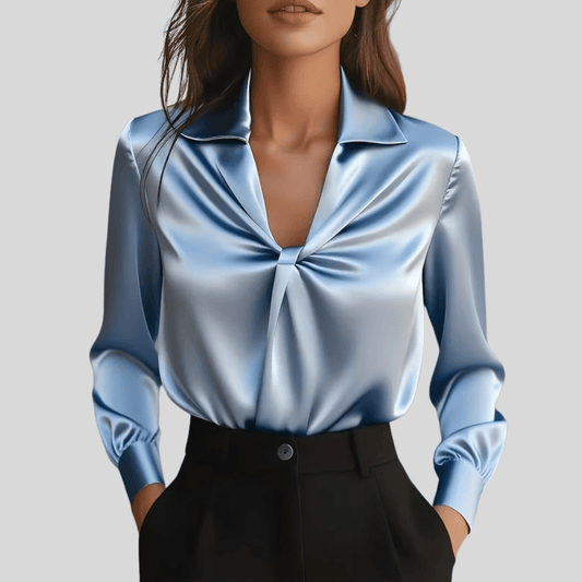 Effortless Icy Blue Twist Top