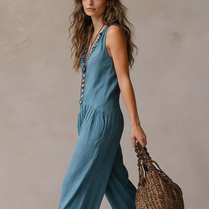 Pocket Wide Leg Summer Jumpsuits